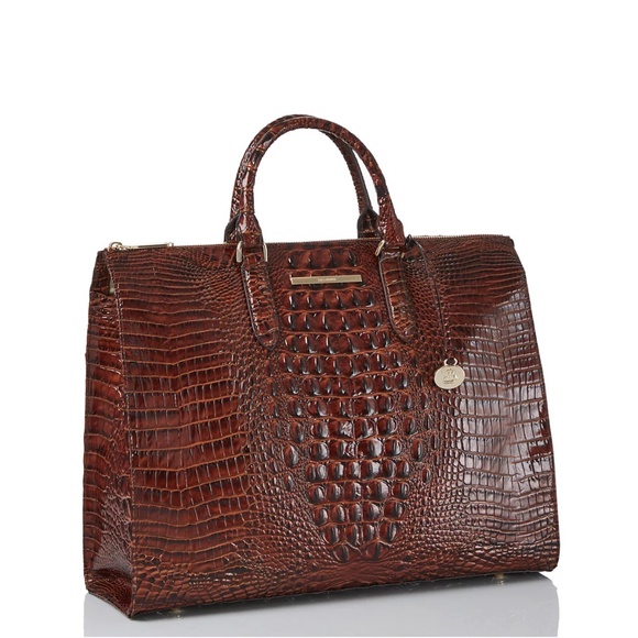 Brahmin Large Leather Business Tote in Pecan (Brown) - Picture 3 of 6